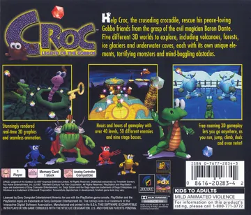 Croc - Legend of the Gobbos (US) box cover back